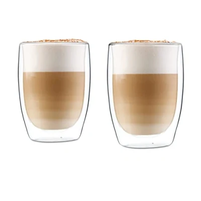 Image of GLASWERK Coffee Glasses Double Walled Cups Made of Borosilicate Glass for Coffee, Tea, Espresso, Cappuccino, Latte, Beer Heat Resistant Tea Set 2 (330ml)