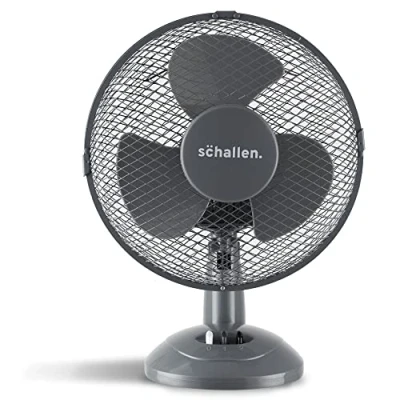 Image of Schallen Small Plastic Blades 9&quot; Portable Desk Table Oscillating Cooling Fan with 2 Speed Setting &amp; Quiet Operation (Grey)