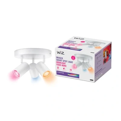 Image of WiZ Colour Imageo Smart Connected WiFi Ceiling Light Spot Fixture. [3 White Rectangle] App Control for Indoor Home Lighting, Livingroom and Bedroom