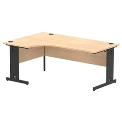 Image of Impulse 1800 LH Crescent Office Desk Maple Top Black Cable Managed Leg