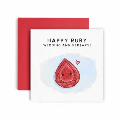 Image of Happy Ruby Anniversary Card 40th for Husband or Wife Wedding 14.8cm (Ruby 40th)