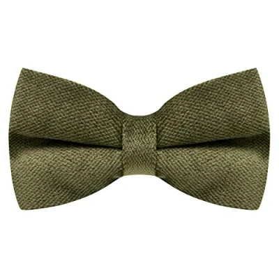 Image of King &amp; Priory Luxury Olive Green Textured Velvet Pre Tied Bow Tie