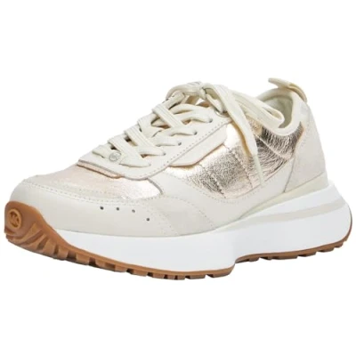 Image of Michael Kors Women&#039;s Flynn Trainer Sneaker, Cream, 7.5 UK