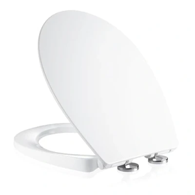 Image of Mass Dynamic Soft Close Toilet Seat with Quick Release for Easy Cleaning Loo Seats, Top Fixing White Seats Adjustable Hinges, Standard Oval Seat…