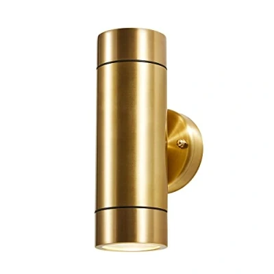 Image of LITECRAFT Talon Wall Light Outdoor Up &amp; Down IP54 Rated Fitting Brass