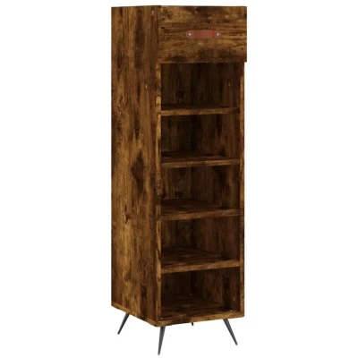 Image of vidaXL Shoe Cabinet Smoked Oak 30x35x105 cm Engineered Wood