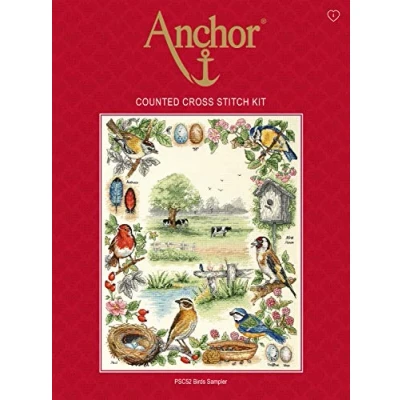 Image of Anchor PSC52 Cross Stitch Kit: Birds, Multi Colour, 35 x 44cm