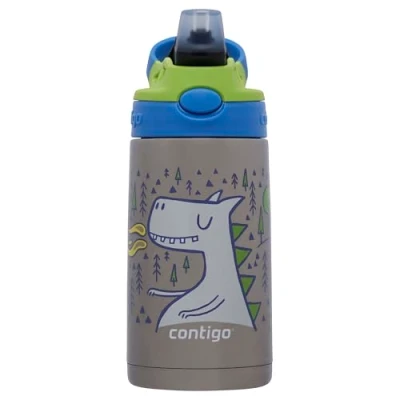 Image of Contigo Kids Thermal Drinking Bottle easy Clean Autospout with Straw, BPA free stainless steel water bottle, 100% leak proof, to clean, ideal for daycare, kindergarten, school and sports, 380 ml