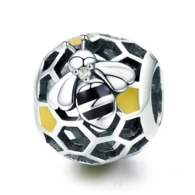 Image of YaShuo Jewellery Turtle Charm Bead Original Sterling Silver Charms Sea Tortoise Animal for Pandora Bracelets (Bee Bead) (S3696)