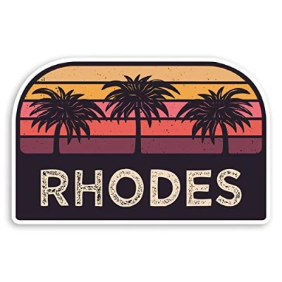 Image of 2 x 10cm Rustic Rhodes Vinyl Stickers Greece Travel Luggage Sticker #31535 (10cm Wide)