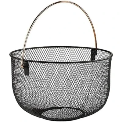 Image of APS Bread and fruit basket, metal black basket with handle in copper look, Ø 30 cm, 19 cm height