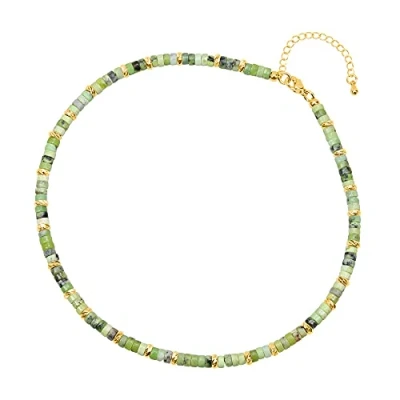 Image of COAI Green Australian Jasper Heishi Stone Beaded Choker Necklace for Women