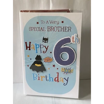 Image of To A Very Special Brother Happy 6th Birthday Card Age 6 Six Batman Outfit 3D/Foil Detail(PRELUDE44334)
