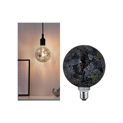 Image of Paulmann 28746 LED lamp Miracle Mosaic G125 Globe 5 watts dimmable Black efficient Light Warm White 2700 K E27