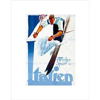 Image of Wee Blue Coo Travel Tourism Winter Sport Ski Speed Italy Snow Wall Art Print