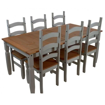Image of Mercers Furniture Corona Grey Wax 6&#039;0&quot; Dining Table &amp; 6 Chairs