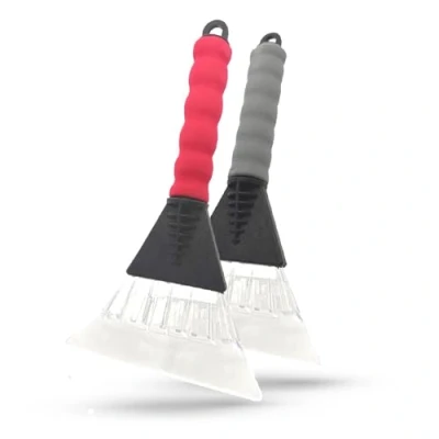 Image of ZYBUX Pack of 2 Ice Scraper for Cars Winter Care Windscreen with Soft Grip No Scratches Snow Removal Frost non slip Comfort Foam Car (Pack RANDOM COLOURS)