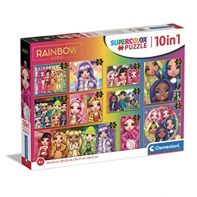 Image of Clementoni 20273 Supercolor Puzzle 10 In 1 Rainbow High (3x18, 4x30, 2x48 and 1x60 Pieces) Jigsaw For Kids Age 4