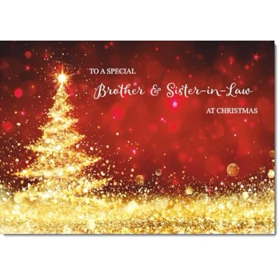 Image of doodlecards Brother and Sister in Law Christmas Card Gold Abstract ChristmasTree Medium Size for &amp; with Plain Envelope
