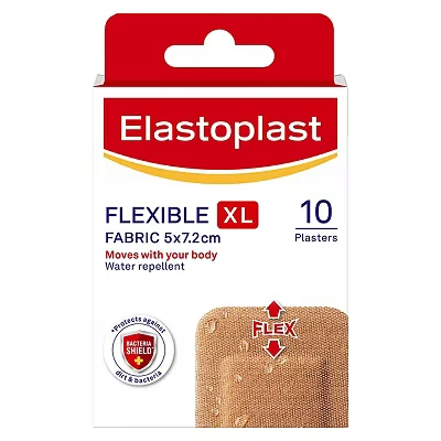 Image of Elastoplast Flexible XL Fabric Plasters, 10 Pack