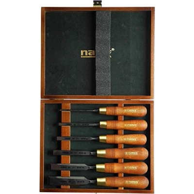 Image of Narex Bevel Edge Chisels Premium Polished in Wooden Box Set of 6 pcs