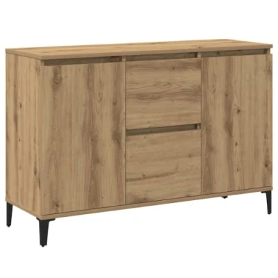 Image of vidaXL Industrial Sideboard/Cupboard Artisan Oak Engineered Wood Storage Cabinet with Drawers &amp; Doors for Living Room/Home Office