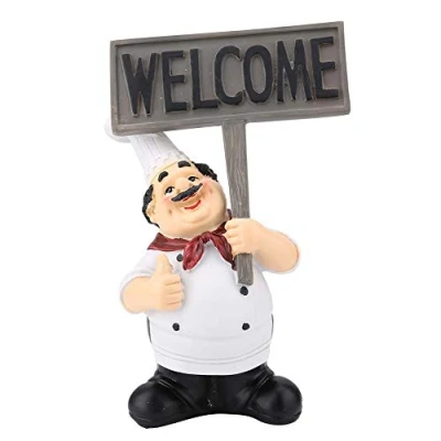 Image of Resin Italian Chef Restaurant Figurines Mini Statue Ornaments Kitchen Cook Café Bar Welcome Board Table Decoration