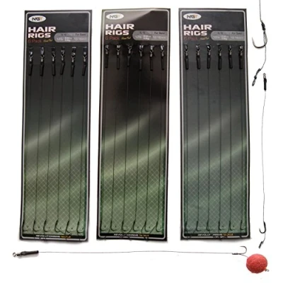 Image of NGT Carp Fishing Set OF 18 x Barbed Hair Rigs Hooks 12lb Braid Sizes 6 8 10