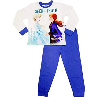 Image of Frozen Girls Pyjama Nightwear Seek The Truth Age 3 10 Years (5 6 Years) White, Blue