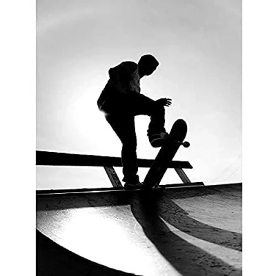 Image of Wee Blue Coo Skateboarding Skater Ramp Silhouette Unframed Art Print Poster Wall Decor 12X16 Inch