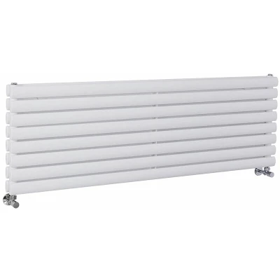 Image of Milano Aruba White Horizontal Double Oval Panel Radiator 472mm x 1400mm