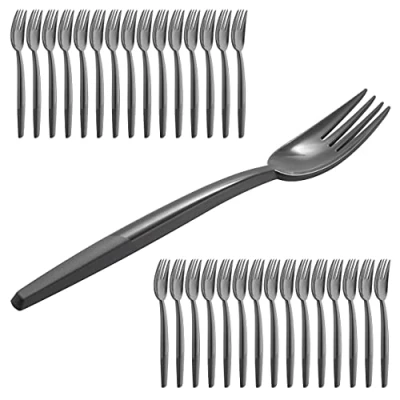 Image of Grizzly Reusable Fork Cutlery Set I of 30 Plastic Forks Stable Dishwasher Safe 100% Recyclable Anthracite
