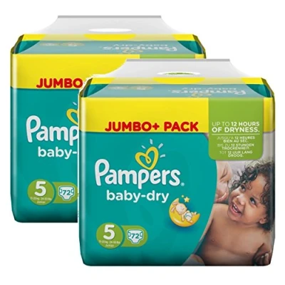Image of Pampers Baby Dry Size 5 junior 11 25kg Jumbo Plus Pack, 2 pack (2 x 72 diapers)