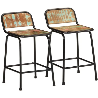 Image of vidaXL Bar Stools 2 pcs 46x35.5x70 cm Solid Wood Reclaimed