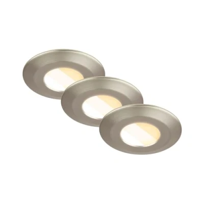 Image of Briloner Klira LED recessed light, matt nickel, Ø 9 cm, IP44, 3 units