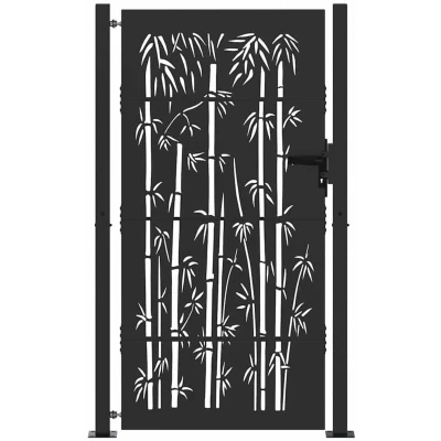 Image of Garden Gate Other with Lock Black 105 x 200 cm Powder coated steel Vidaxl