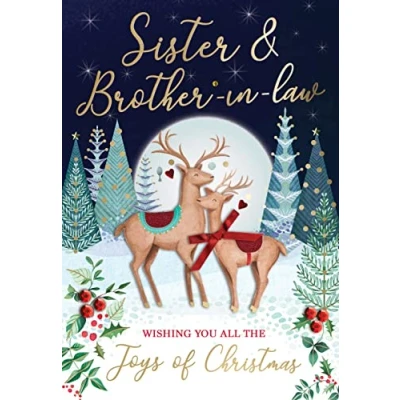 Image of Sister &amp; Brother In Law Embellished Magnifique Christmas Card Large Xmas Cards XMQ023