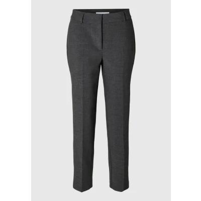 Image of Selected Femme Tapered Chinos, Women&#039;s, Size: 34, Dark grey melange