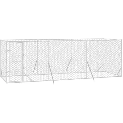 Image of vidaXL Outdoor Dog Kennel Silver 6x2x2 m Galvanised Steel