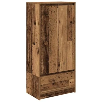 Image of vidaXL Cabinet with Drawer Engineered Wood Brown Storage Solution 55.5x34x119.5 cm Versatile Organizer for Living Room or Office
