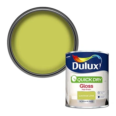 Image of Dulux Quick Dry Gloss Paint For Wood And Metal Luscious Lime 750Ml