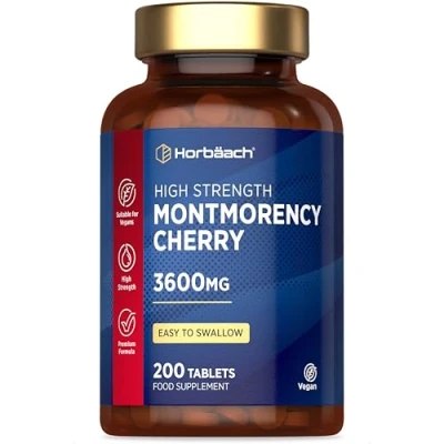 Image of Montmorency Cherry Tablets 3600mg 200 Count Tart Extract Vegan Concentrate Horbaach