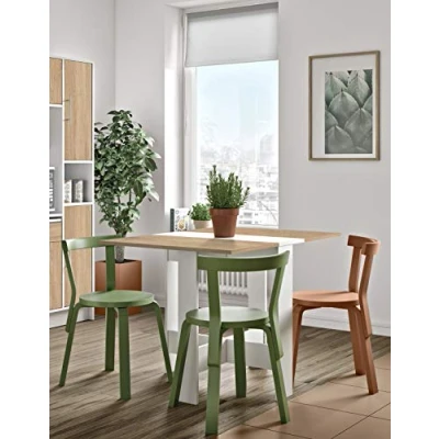 Image of Symbiosis Folding Dining Table, Oak and White Marble Look, 103/67/28 x 76 73.4 cm (LxPxA)