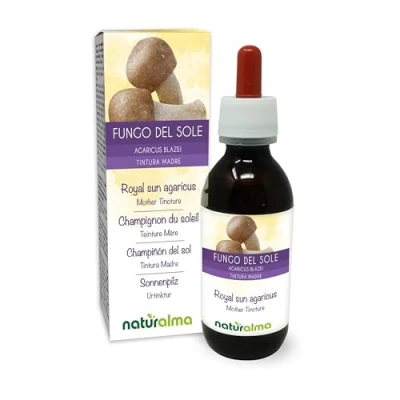 Image of Royal Sun agaricus or Almond Mushroom (Agaricus blazei A. subrufescens) Fungus Alcohol Free Mother Tincture Naturalma Liquid Extract Drops 120 ml Food Supplement Vegan