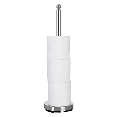 Image of Premier Housewares Chrome Toilet Roll Holder Free Standing Multi Rolls Tall Stand Wide Base Paper for Washroom Loo Bathroom Accessory