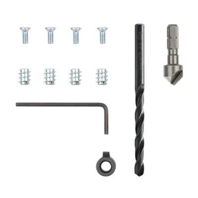 Image of wolfcraft Repair Set for Cup Hinge Cabinet Side, 11 Pcs. I 4657000 Repairing Two Torn Out Hinges on The Body