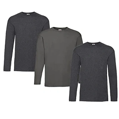 Image of Fruit of the Loom Men&#039;s Long Sleeved Valueweight Tee Sports Top, 2dark Heather + 1 Graphite Hlkauf Notepad, XXL