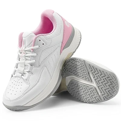 Image of FitVille Womens Tennis Shoes Wide Fit Squash Badminton Shoe Non Slip Sports Trainers Sneakers for Volleyball, Pink, 8 UK