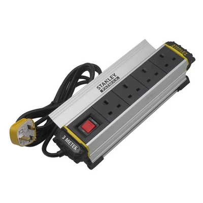 Image of Stanley 4 Gang IP20 Powerboard with Clamp 3m