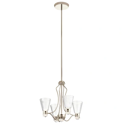 Image of Kichler Kayva Integrated LED Multi Arm Pendant Ceiling Light Polished Nickel, 3000K, IP44